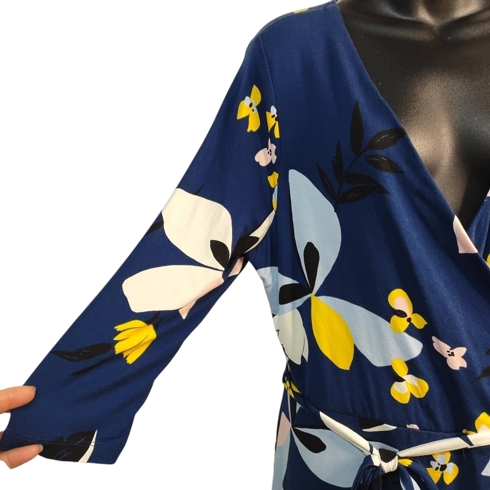 a new day Dress Women's Multi Color Floral Print Wrapped 3/4 Sleeve Size L NWT - Picture 5 of 9